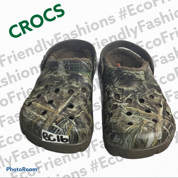 fur lined camo crocs